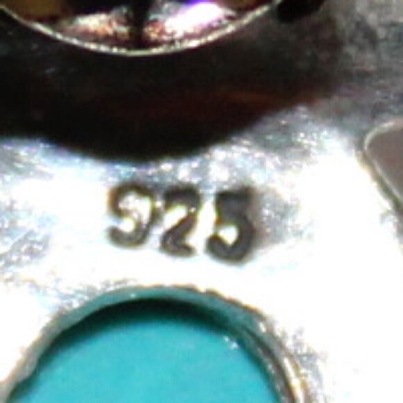 Vintage Sterling Silver Avon Faux Turquoise Half Hoop Earrings - Picture 5 of 6